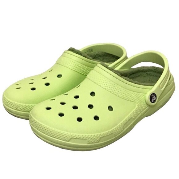 CROCS 10 Fleece Lined Clogs Women’s Shoes Lime Sherbert Green Color Slip Ons - Picture 1 of 8